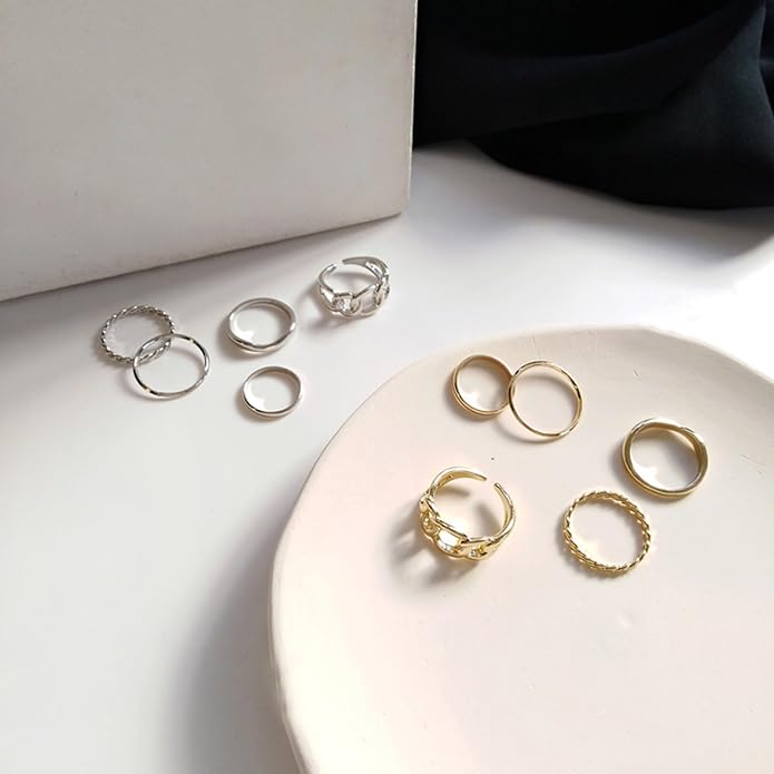 Rings for Women,5 Pcs Finger Ring Anti-allergy Wearable Alloy Vintage Finger Rings Set for Gift