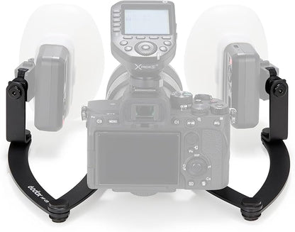 GODOX MF-DB Flexible Flash Bracket with Dual Flash Mounts Aluminum Alloy 360°Rotatable Head for Dental Photography Portrait Macro Photography Compatible with Nikon/Sony DSLR Cameras