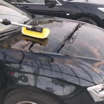 GIANT BEAR 10" Flow-Thru Penta-Level Car Wash Brush Head with Soft Yellow Bristles, Not Hurt Paint Scratch Free Cleaner Tool for Car Rv Truck SUV Deck Home Cleaning.