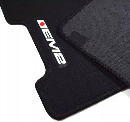 Black Floor Mats with EM2 Logo Compatible with Honda Civic 2001 2002 2003 2004 2005 5 Pieces