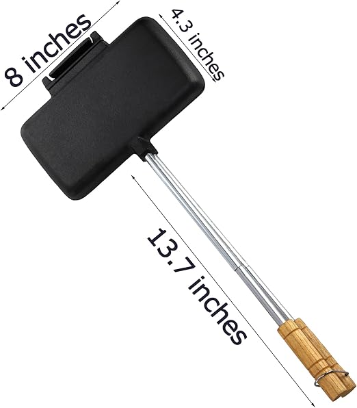 Coloch Double Pie Iron Sandwich Maker, Cast Iron Campfire Sandwich Maker with Long Handle Handheld Pie Maker Portable Campfire Cooking Equipment for Camping, Pie, Sandwich Making