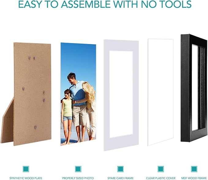 TWING 4x6 Picture Frame,Display Pictures 3x5 with Mat or 4x6 Without Mat,Small Picture Frame for Wall and Table Top Display,Black,1 Pack