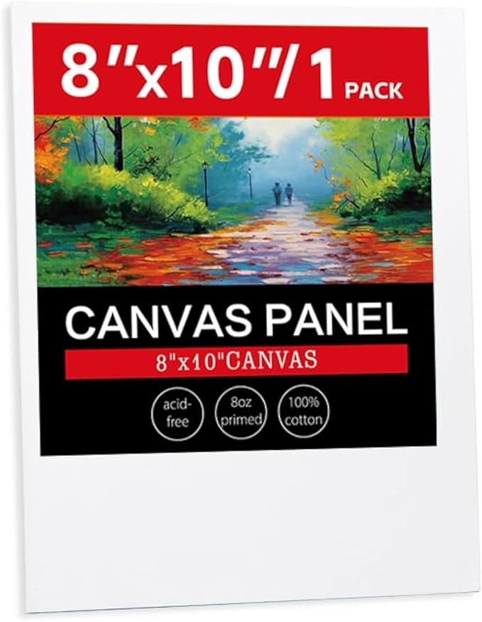 1 Pack Canvases for Painting with 8x10, White Painting Canvas for Acrylic, Oil, Watercolor, Gouache Paint
