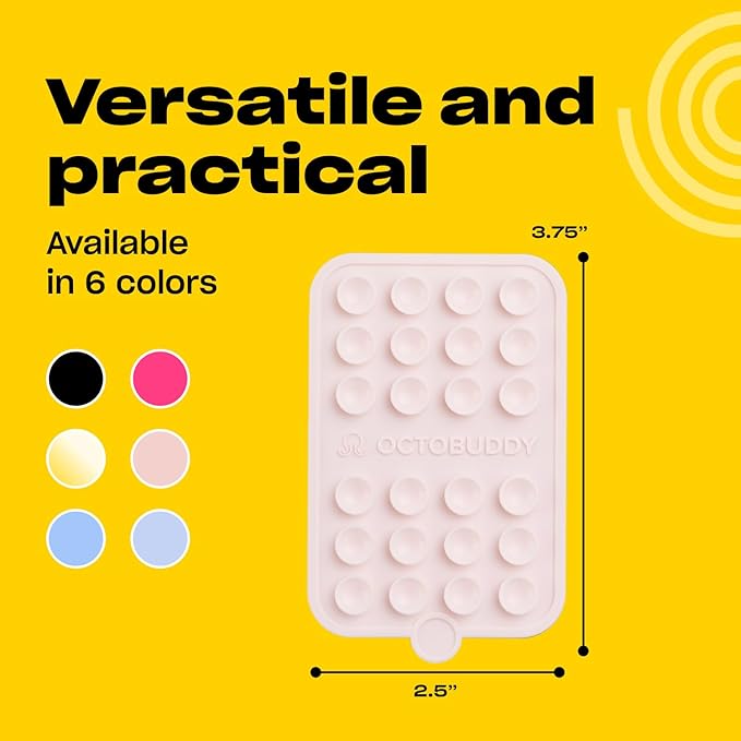 Silicone Double-Sided Suction Phone Case Detachable Mount - Hands-Free, Strong Grip Holder for Selfies  Videos - iPhone  Android Compatible - 2.5A x 3.75A, Chalk Pink