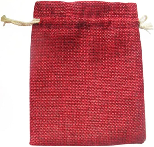 Outanaya Red Jute Bag Jewelry Pouches Drawstring 10 Pack Linen Small Size for Beads Makeup Wedding Favors