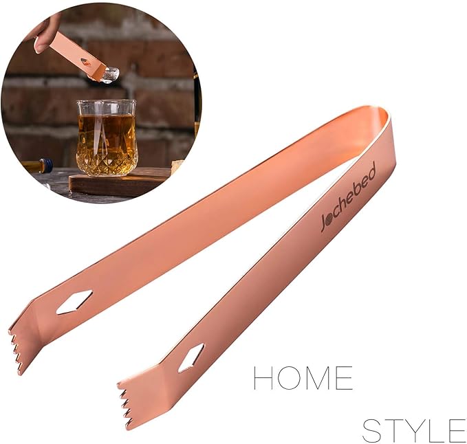 Stainless Steel Ice Bucket Tongs - Mini Serving Tongs Metal Appetizers Tongs for Serving Ice Sugar Whiskey Rock Dessert (Light Rose Gold)