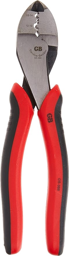 Gardner Bender GS-388 Electrical Pliers, Crimper & Cutter, Comfort Grip, Aluminum & Copper Wire, Hand Tool, 8 in. , Red