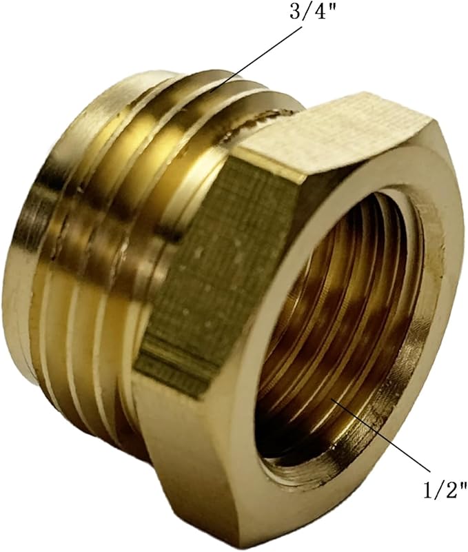 Shower Hose Adapter, Garden Hose Adapter, Shower Head Hose Adapter, Brass Garden Hose Fitting G12 Female to GHT 34 Male Adapter
