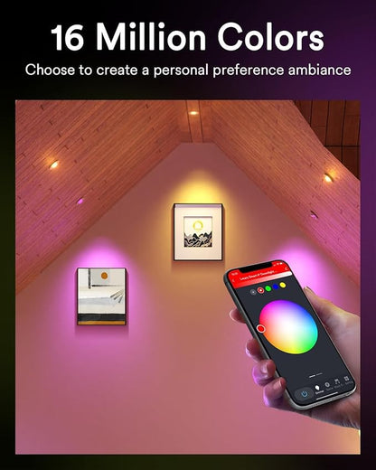 Lumary Smart Gimbal LED Recessed Lighting 4 Inch, 360 90 Adjustable, ETC  COB Light, 7W 550lm RGBCW Directional Lights Eyeball Color Changing Lights, Work with Alexa Google Assistant, 1 Pack