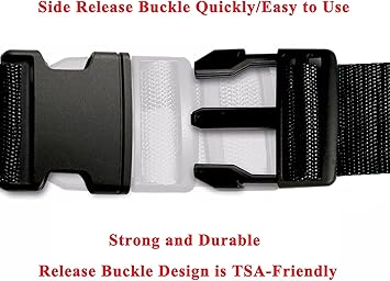 2 Pack Suitcase Belts, Adjustable Luggage Straps, Bright Colors Travel Packing Straps with Quick Release Buckle (Black)
