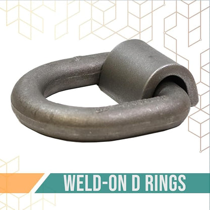 1” Weld-On Heavy Duty Forged D Rings 5” x 5” - 47,000lbs, Raw Finish, for Flatbeds Tie-Down Anchor (2 Pack)