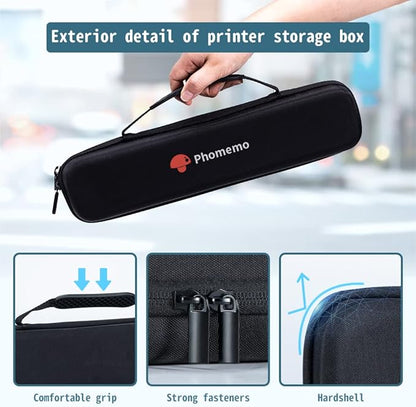 Phomemo Case, Compatible with Itari Tattoo Printer, COLORWING, Odaro, M08FD810P831TP81 Letter  A4 Portable Printer, for HPRT MT800 Mobile Travel Printer Storage Holder Paper  USB Cable(Box Only)