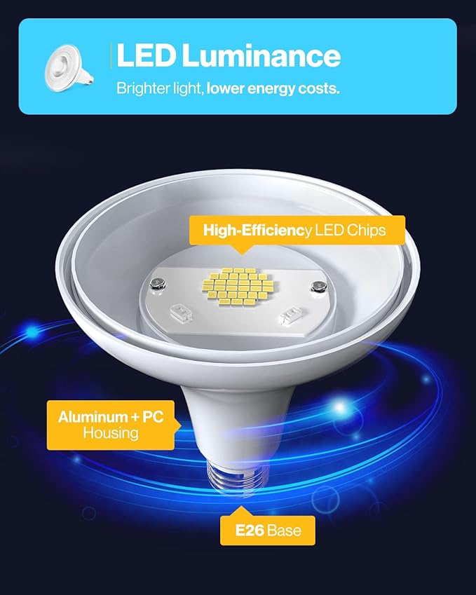 Sunco 6 Pack Flood Lights Outdoor Bulbs, PAR38 LED Flood Home Patio Driveway Light, Waterproof, 3000K Warm White,1050 Lumens, 100W Equivalent 13W, Dimmable, Wet-Rated, E26 Base UL