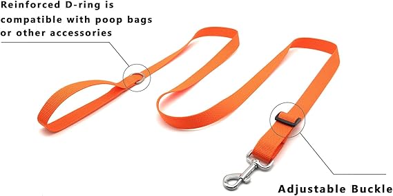 6FT 10FT Adjustable Dog Leash, Nylon Dog Leashes for Medium Large Dogs (6FT, Orange)