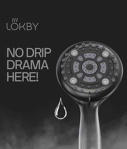 LOKBY High Pressure 6-Settings Shower Head with Handheld - 5'' Powerful Detachable Shower Head Set for low water pressure - 59'' Stainless Steel Hose - Tool-less 1-Min Installation - Black https://a.co/d/5SZ7hgo