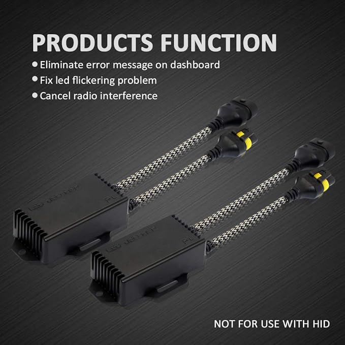 D-Lumina 90059006H10HB4 LED Canbus Decoder Anti Flicker Harness, Resistor Decoders Error Free, Computer Warning Canceller Capacitor, Pack of 2