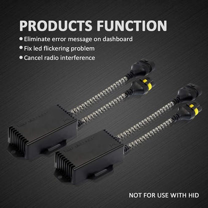 D-Lumina 90059006H10HB4 LED Canbus Decoder Anti Flicker Harness, Resistor Decoders Error Free, Computer Warning Canceller Capacitor, Pack of 2