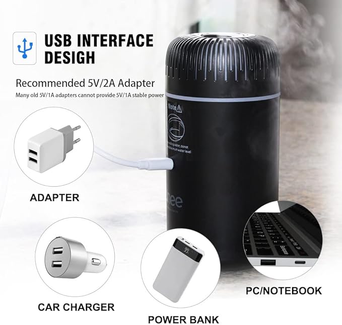 Unee Car Diffuser, 100ml USB Plug-in Mini Humidifier Diffuser for Essential Oil Diffuser Car Air Freshener Aromatherapy Diffuser(Black)