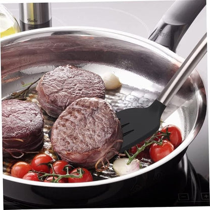 Silicone Slotted Spatula Non-Stick Heat-Resistant Stainless Steel Cooking Spatula Silicone Kitchen Baking Utensil Set