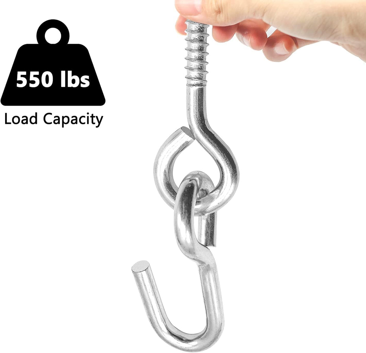 Bathonly 2 Packs Heavy Duty Hooks for Hanging, Hammock Hooks, Eye Bolt Screws, Indoor Outdoor, Load Capacity 550 LBS
