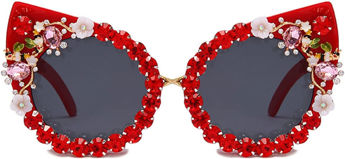 willochra Women's Cat Eye Rhinestone Sunglasses