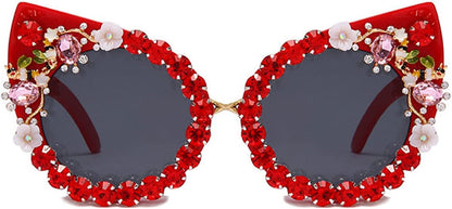 willochra Women's Cat Eye Rhinestone Sunglasses