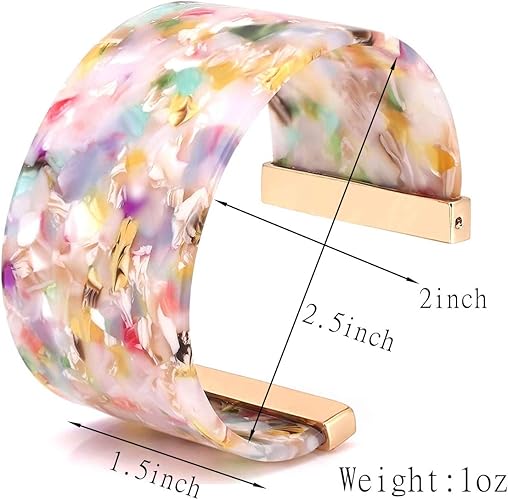 FAERLIIRY Cuff Bracelet for Women Acrylic Resin Bracelets Statement Bangle Bracelet Adjustable Bracelet Wide Chunky Bracelets for Women (Floral)