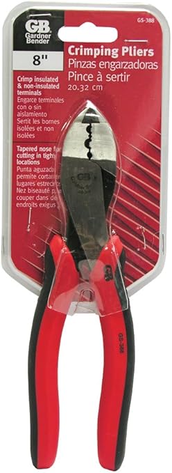 Gardner Bender GS-388 Electrical Pliers, Crimper & Cutter, Comfort Grip, Aluminum & Copper Wire, Hand Tool, 8 in. , Red