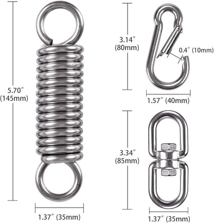 2 Pack Hammock Chair Hanging Kit Swing Spring Hardware, Heavy Duty Suspension Swivel Hanger Hook for Punching Bags, Heavy Bag, Hanging Chair, Swing Seat, Rocking Seat, Porch Swing, Garden