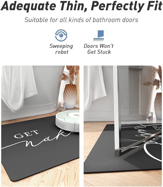 tchdio Bath Mat-Super Absorbent Quick Dry Bath Mats for Bathroom Floor Non Slip-Bathroom Mats with Rubber Backing-Ultra Thin Bathroom Rugs Fit Under Door, 17" x 24", Black