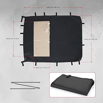 KEMIMOTO 6-Seat Canvas Roof Top Tint Waterproof Sunshade Soft Top Accessories for Polaris Ranger XP 10001000900 Crew