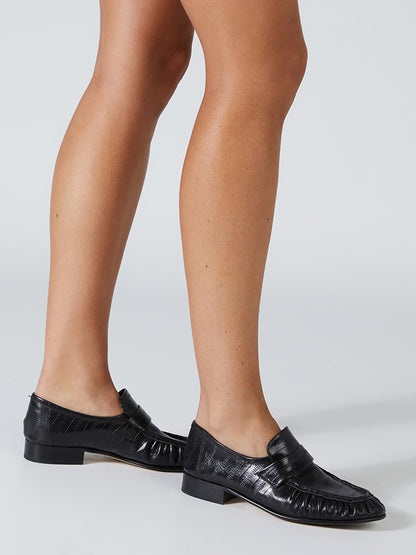 Loafers for Women Flat Shoes Chunky Heel Penny Loafers Round Toe Slip on Comfortable Dressy Shoes Formal Work Flats