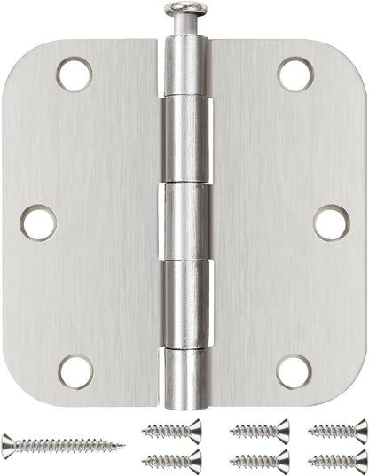 Interior Door Hinges Brushed Nickel 3 Pack Rounded Bedroom Door Hinge Satin Nickel 3.5 x 3.5 inch,58 Radius 3 12"x 3 12" Silver 3 12 Inch Door Hinges for RV Trailer Residential Hinges for Wood,Doors