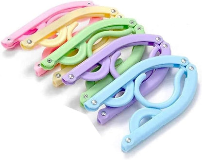 10pcs Colorful Folding Clothes Hangers,Space Saving Travel Accessories Portable Lightweight Collapsible Plastic Hangers Windproof Non-Slip Telescopic Drying Rack for Home Travel Camping