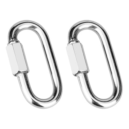 2 Pcs 3 Inch 304 Heavy Duty Stainless Steel Screw Quick Chain Links, Rust-Resistant Chain Connector Carabiner Hooks for Outdoor Camping Hammock Locking Harness Leash Equipment