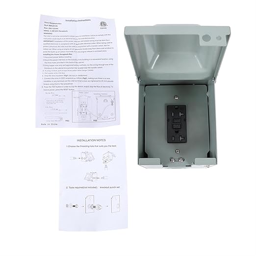 labwork 20A Outdoor Outlet Box GFCI Protected Outlet, Weatherproof Metal Enclosure, Easy Installation