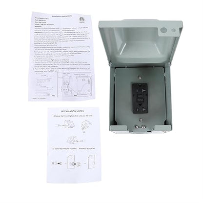 labwork 20A Outdoor Outlet Box GFCI Protected Outlet, Weatherproof Metal Enclosure, Easy Installation