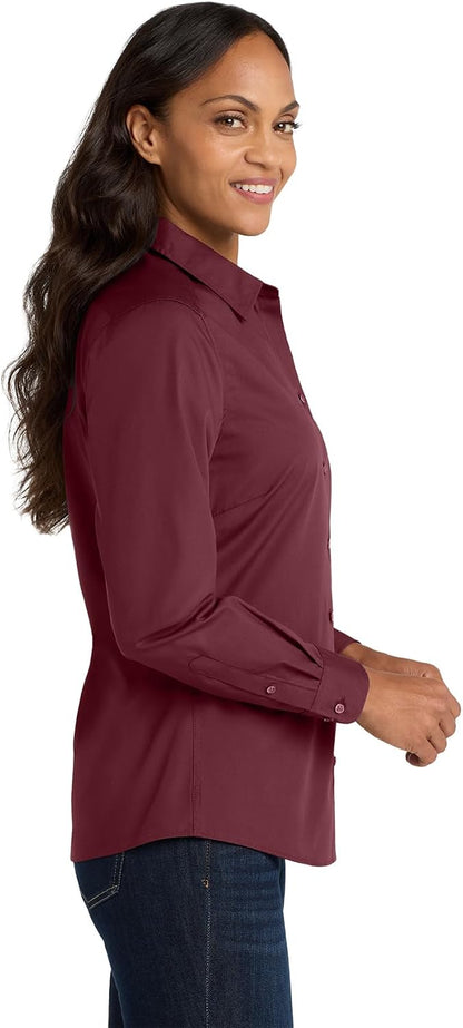 Port Authority Women's Long Sleeve Carefree Poplin Button-Down Shirt