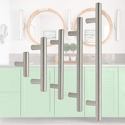 Gobrico 5 Pack Brushed Nickel Cabinet Handles,7-12" Inch Hole Centers,10 Inch Total Length,Satin Nickel Drawer Pulls,Modern Cabinet Hardware