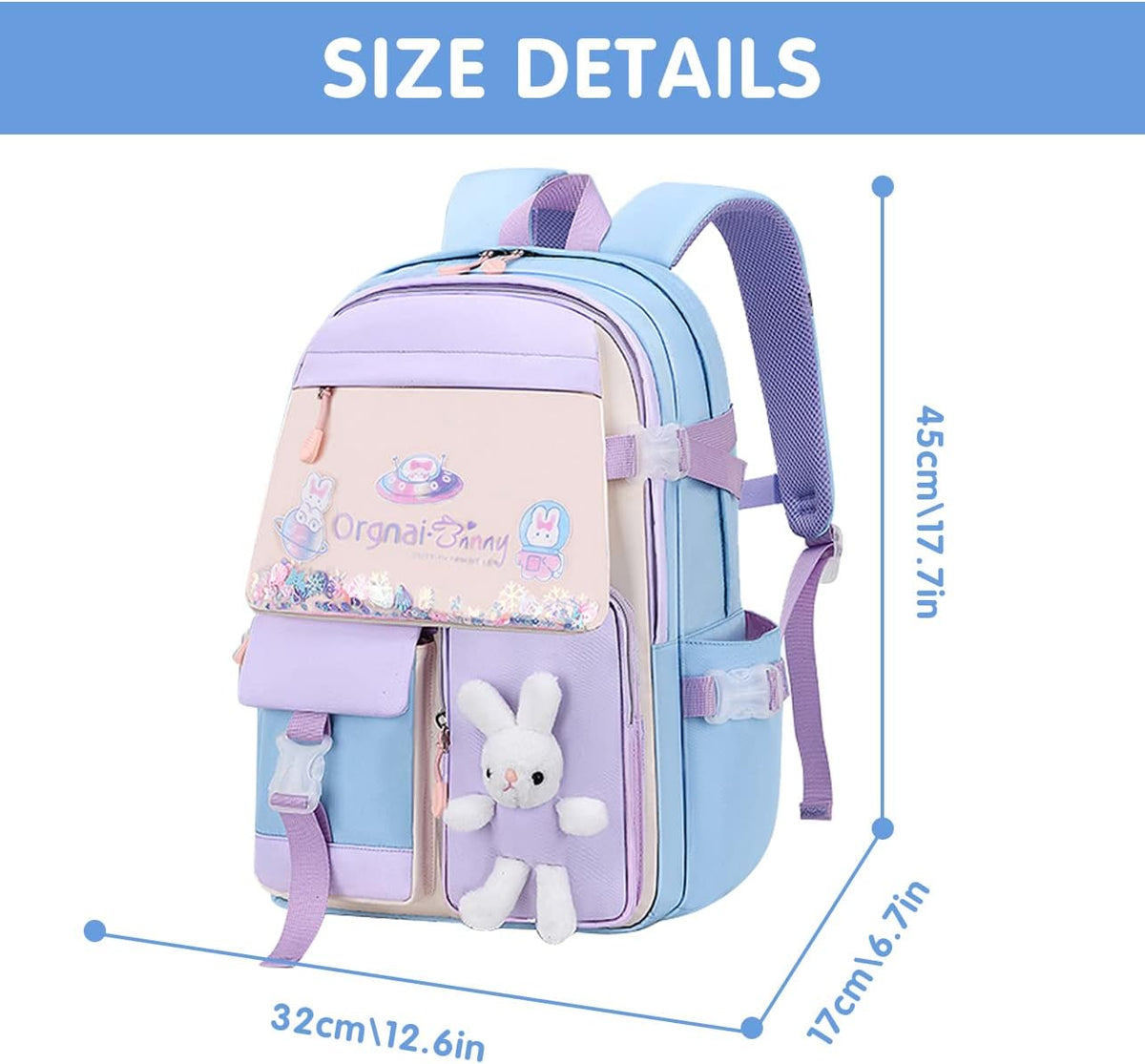 School Backpack for Girls, Lightweight Waterproof Cute Butterfly School Bookbag for Teen Kids Students Elementary (Butterfly Blue)