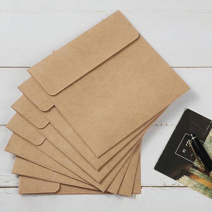50 Pack Colorful 6 x 6 Envelopes Square Envelopes Self Seal for Wedding, Party Invitations, Greeting Cards, Announcements, Photos, CDDVD Sleeves (Brown)