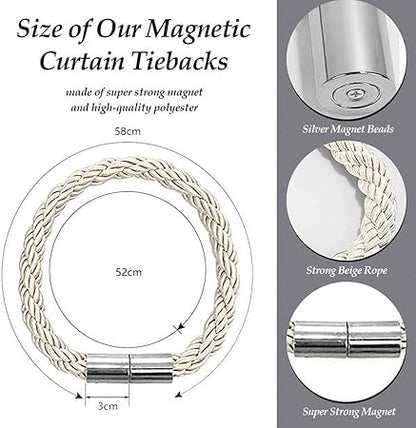Modern Simple Rough Cord Twist Curtain Tiebacks No Hole Installation Magnetic Clasp