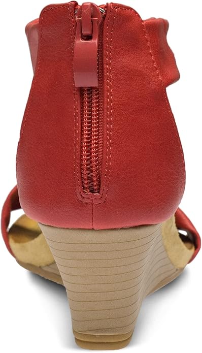 PATRIZIA Women's HARLEQUIN Ankle Strap T-Strap Wedge Sandals - Floral Design, Cushioned Insole, Back Zipper