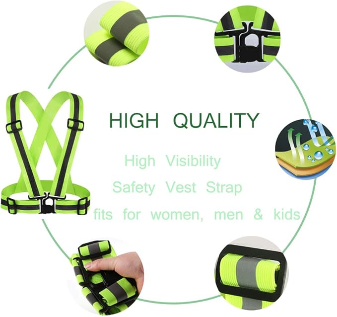 HYCOPROT Reflective Vest 2 Pack Safety Gear with High Visibility Adjustable Straps for Running, Jogging, Cycling, Walking