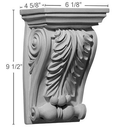 Ekena Millwork COR06X04X09CH 6 18-Inch W x 4 58-Inch D x 9 12-Inch H Chesterfield Corbel , White