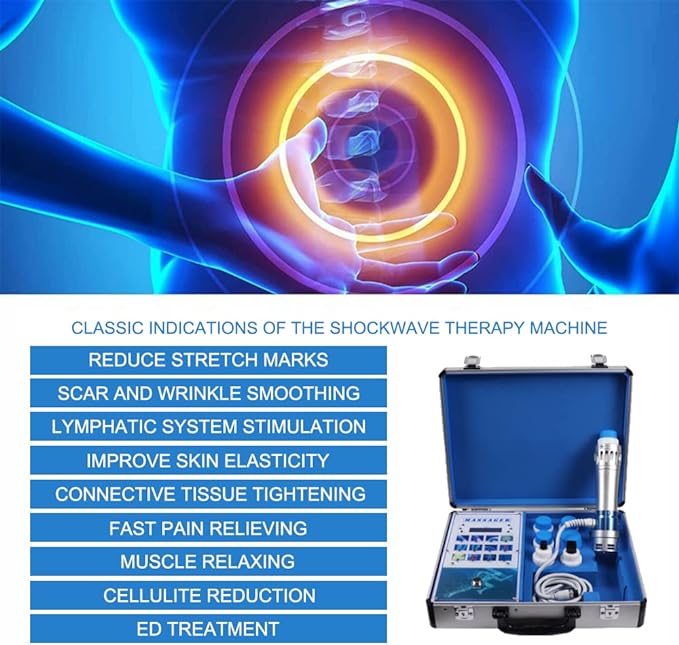 Shockwave Therapy Machine, Effective Electromagnetic Extracorporeal E-D Shock Wave Therapy Machine Pain Relief Body Massager Muscle Relax Massage Gun with 7 Massage Heads