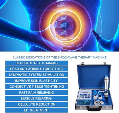 Shockwave Therapy Machine, Effective Electromagnetic Extracorporeal E-D Shock Wave Therapy Machine Pain Relief Body Massager Muscle Relax Massage Gun with 7 Massage Heads