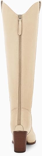 Women Cowboy Knee High Boots Chunky Block Heel Square Toe Tall Riding Boots