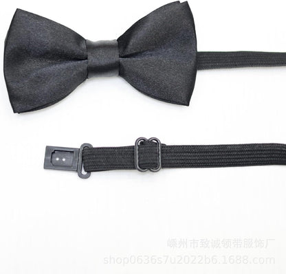 Black Pre-Tied Bow Tie with Elastic Band Adjustable Bowtie for Men Women Formal Party Wedding Costume Accessory
