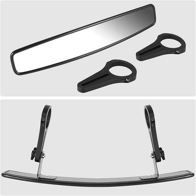 DNA MOTORING Front UTV Rearview Mirror, Black, Compatible With Honda Kawasaki Suzuki Yamaha UTV (SxS), 1.75" 2" Clamp, Irregular shape Style, MP-MR-U001